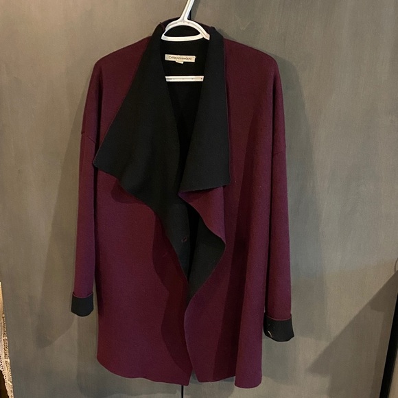 Catherine Malandrino Burgundy and Black Cape Jacket - Picture 1 of 7